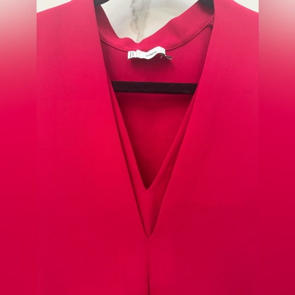 VINCE Pink Magenta Double V Inverted Pleated Drop Shoulder Shift Dress S = 4/6 - Picture 6 of 6